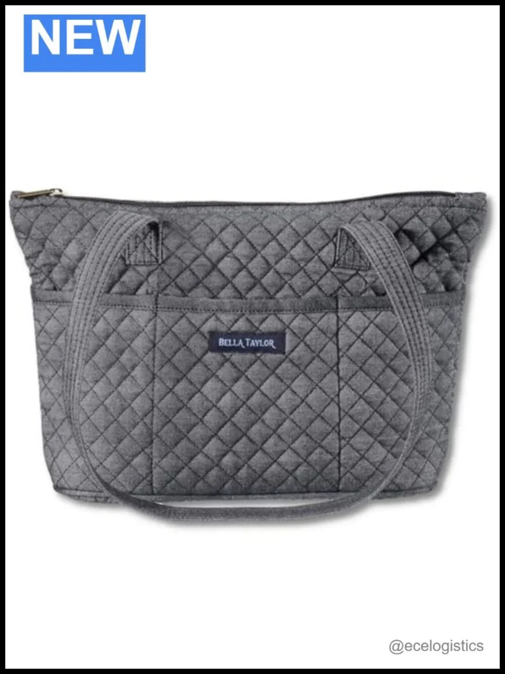 Quilted Small Tote Shoulder Bag for Women, Cotton, 10 Pockets, Machine Washable